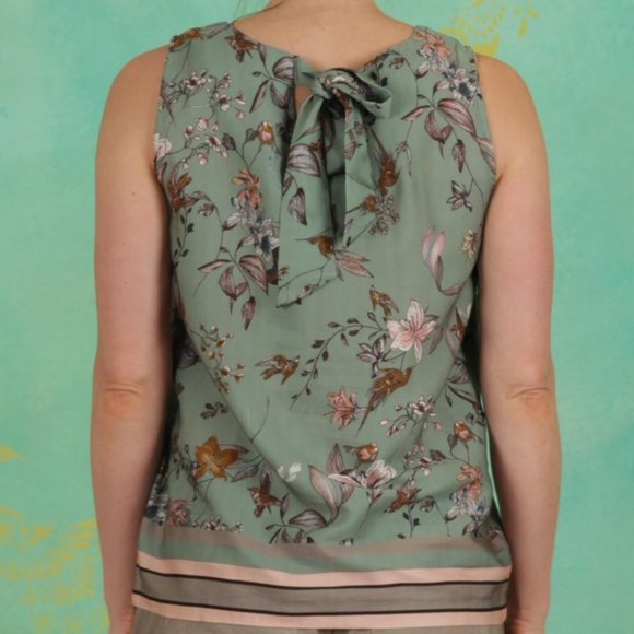 Lily Blake Birds and Flowers Bamboo Tie Up Top - Picture 2 of 11